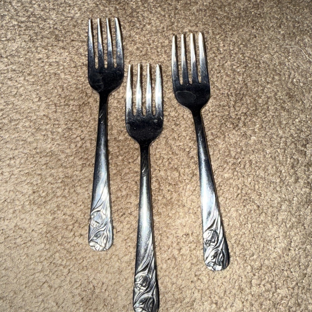 Vintage Hull Tulips Stainless‎ dessert Forks 3